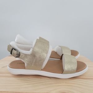 Lucky Brand Womens Madgey Washed Gold Cecil Metallic Suede Slingbacks Size 6M